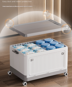 Elosung Collapsible Storage Box with Wheels, Brown - Image 6