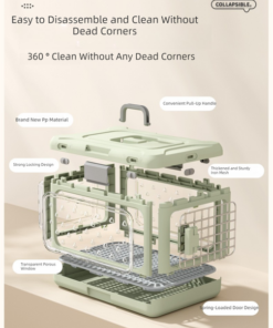 Elosung Foldable Pet Carrier with Urine Grid - Image 5