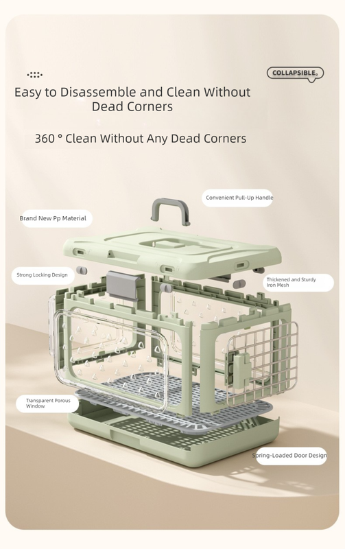 Elosung Foldable Pet Carrier with Urine Grid – image 5
