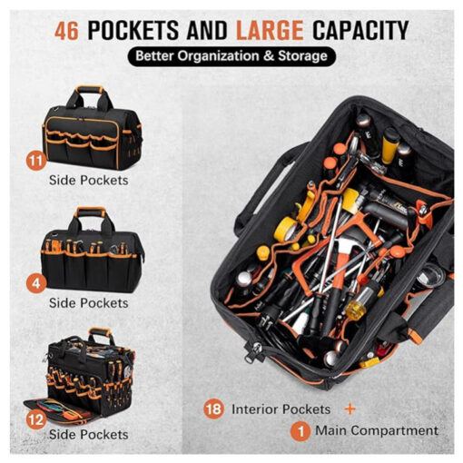 Elosung 17 Inch Tool Bag with 46 Pockets – image 2