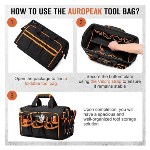 Elosung 17 Inch Tool Bag with 46 Pockets – image 3