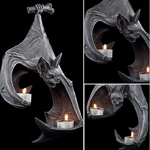 Elosung Gothic Bat Tealight Holder with 2 Holders – image 2