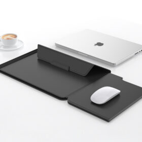 Elosung 3-in-1 PU Leather Laptop Sleeve Stand – image 1