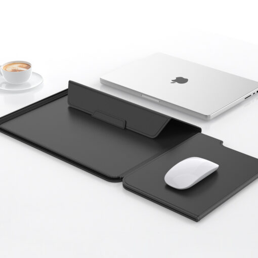 Elosung 3-in-1 PU Leather Laptop Sleeve Stand – image 1