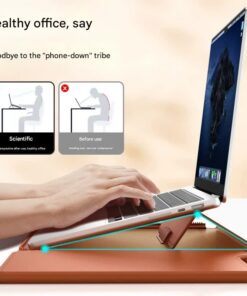Elosung 3-in-1 PU Leather Laptop Sleeve Stand - Image 4