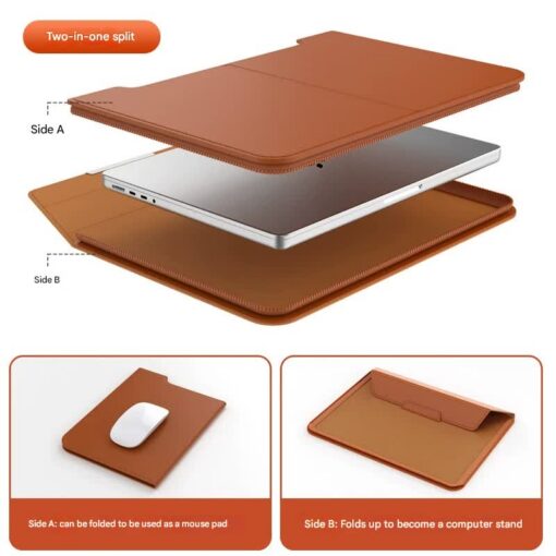 Elosung 3-in-1 PU Leather Laptop Sleeve Stand – image 5