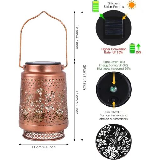 Elosung 2-Pack Solar Hummingbird Lanterns with Projection – image 2