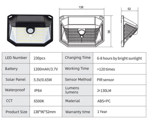 Elosung Solar Wall Lights 2-Pack, 230 LED – image 4