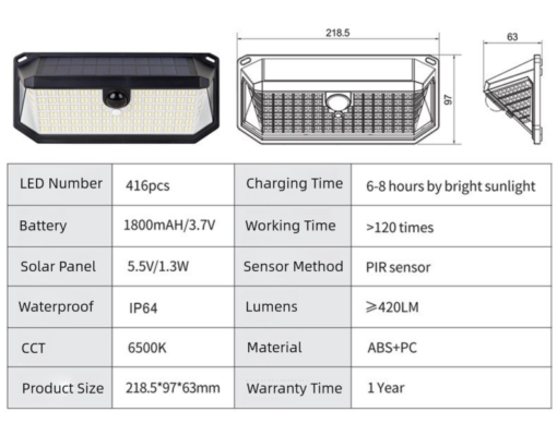 Elosung 2 Pack Solar Wall Lights with 416 LEDs – image 4