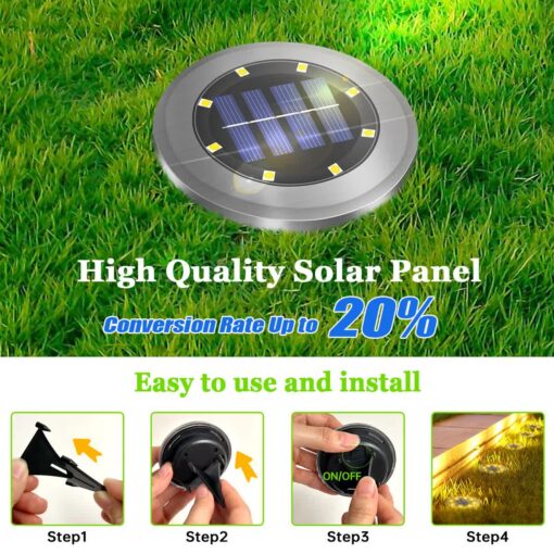 Elosung 4-Pack Solar LED Ground Lights Yellow – image 4