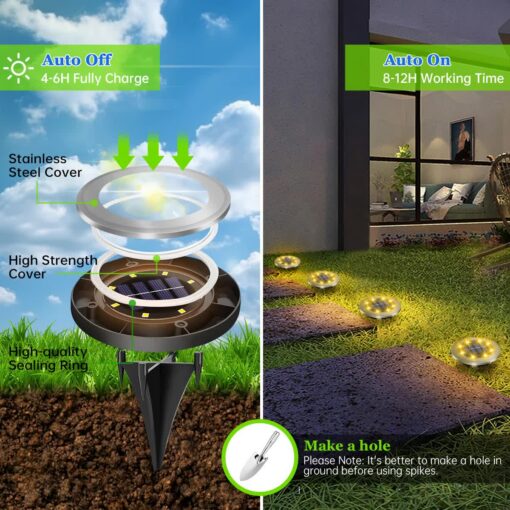 Elosung 4-Pack Solar LED In-Ground Lights, IP44 – image 3