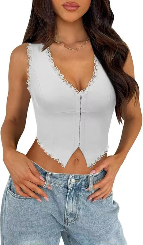 V888-ELOSUNG39516-202511051000-00.jpg Elosung 2-Pack White Lace Camisole Tops – image 1