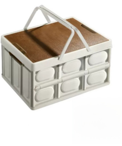 Elosung Collapsible Storage Box with Wooden Lid - Image 1