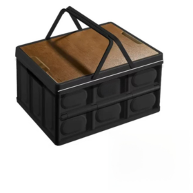 Elosung Collapsible Storage Box with Wooden Lid – image 1