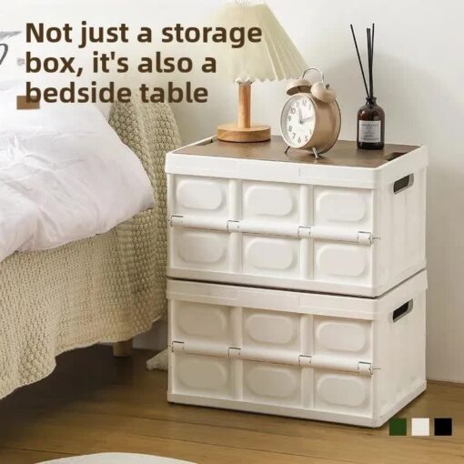 Elosung Collapsible Storage Box with Wooden Lid – image 3
