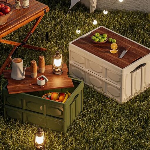 Elosung Collapsible Storage Box with Wooden Lid – image 4