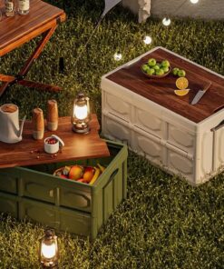 Elosung Green Collapsible Storage Box with Wood Lid - Image 4