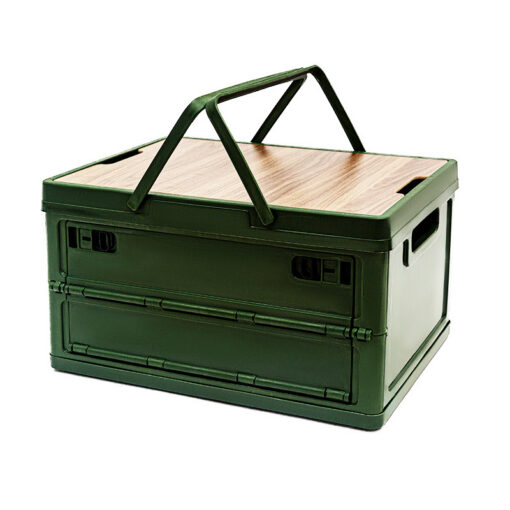 V888-ELOSUNG39959-202511251101-00.jpg Elosung Green Collapsible Storage Box with Wooden Lid – image 1