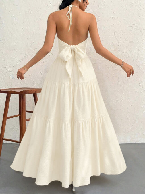 Elosung Apricot Halter Maxi Dress – image 2