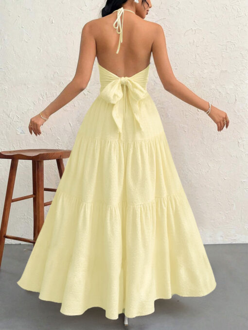 Elosung Women's Halter Maxi Dress, Open Back – image 2