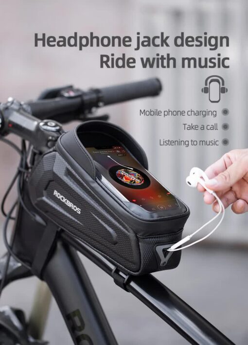 Elosung Hard Shell Bike Top Tube Bag with Phone Holder – image 3