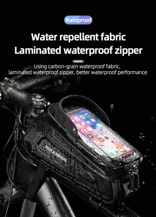 Elosung Hard Shell Bike Top Tube Bag with Phone Holder – image 4