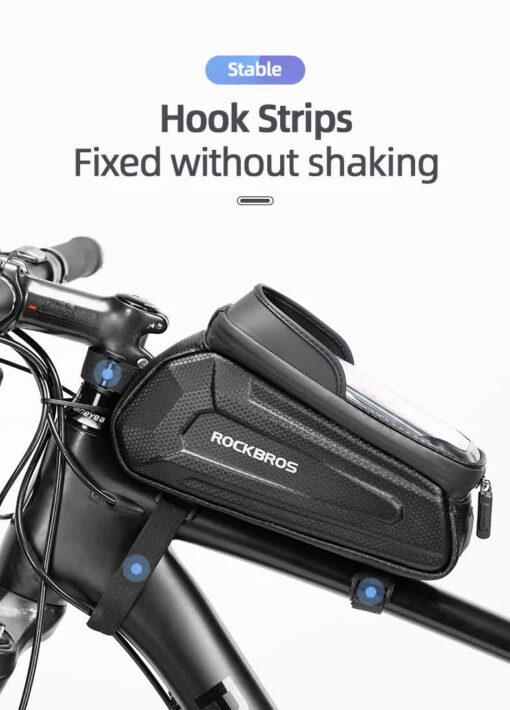 Elosung Hard Shell Bike Top Tube Bag with Phone Holder – image 6