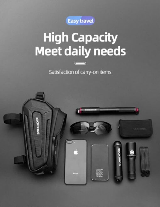 Elosung Hard Shell Bike Top Tube Bag with Phone Holder – image 7
