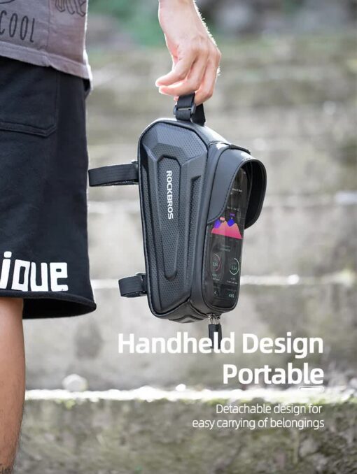Elosung Hard Shell Bike Top Tube Bag with Phone Holder – image 8