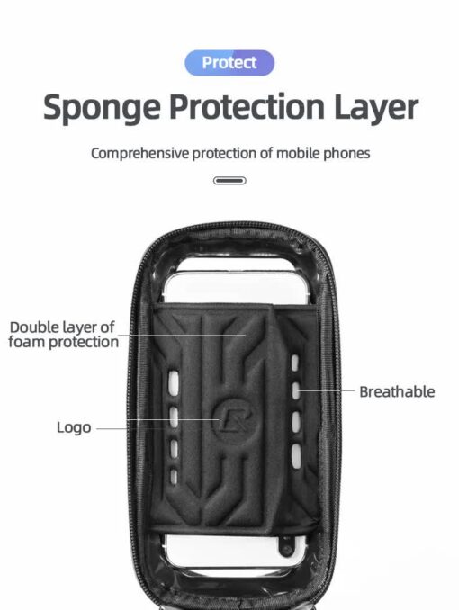 Elosung Hard Shell Bike Top Tube Bag with Phone Holder – image 10