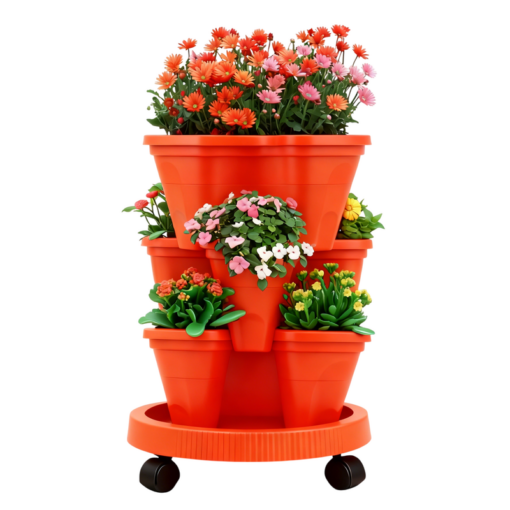 V888-ELOSUNG42022-202511271115-00.png Elosung 3-Tier Red Planter with Wheel Tray – image 1