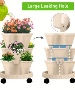 Elosung 3-Tier Strawberry Planter with Wheels - Image 5