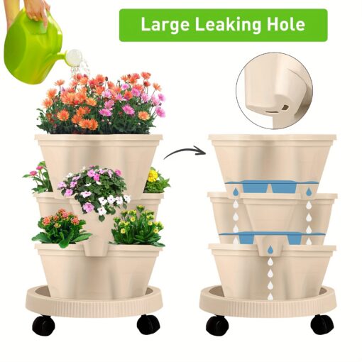 Elosung 3-Tier Strawberry Planter with Wheels – image 5