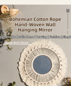 Elosung Macrame Wall Mirror with Petal Fringe - Image 3