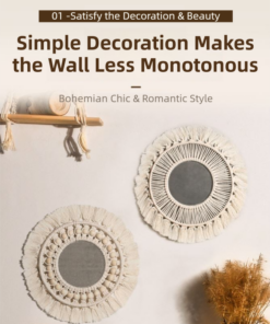 Elosung Macrame Wall Mirror with Petal Fringe - Image 4