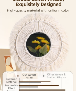 Elosung Macrame Wall Mirror with Petal Fringe - Image 5