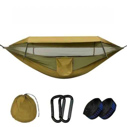 Elosung Nylon Hammock with Mosquito Net and Sunshade – image 1