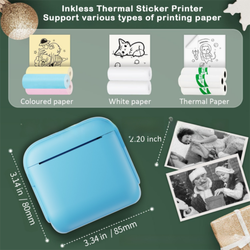 Elosung X6 Mini Thermal Printer, 12-Roll Set – image 2