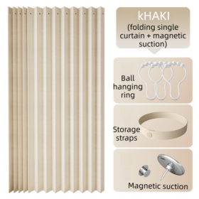 Elosung Khaki Linen Look Curtain with Magnetic Closure – image 1