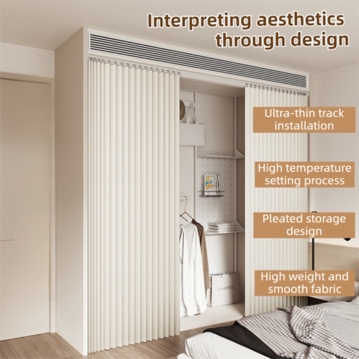 Elosung Magnetic Closet Curtain, Linen Look, 150 x 180 cm – image 5