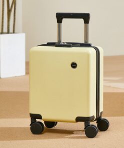 Elosung 16 Inch Yellow Cabin Suitcase with Spinner Wheels - Image 1