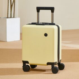 Elosung 16 Inch Yellow Cabin Suitcase with Spinner Wheels – image 1
