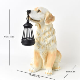 Solar Dog Garden Statue with LED Lantern – image 1