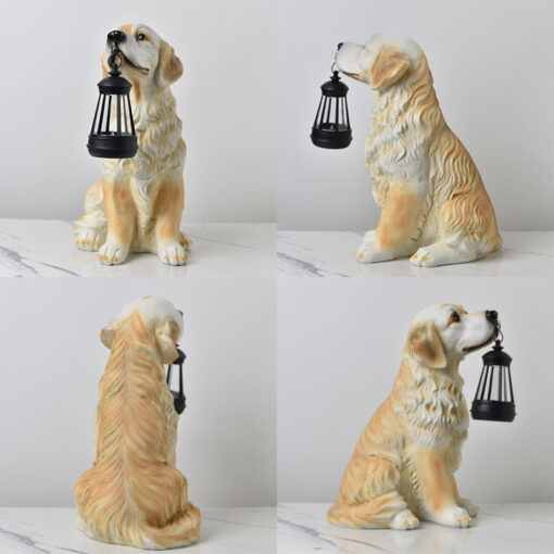 Solar Dog Garden Statue with LED Lantern – image 4