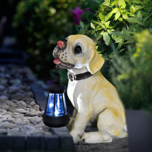 Solar Dog Garden Statue with Lantern – image 2