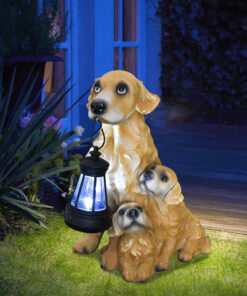 Solar Dog Garden Statue with Lantern - Image 3