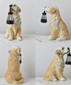 Solar Dog Garden Statue with Lantern - Image 4