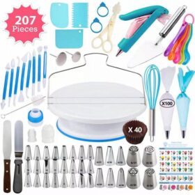 Elosung Cake Decorating Kit with Blue Turntable – image 1