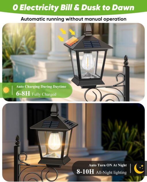 Elosung Solar Planter Light with IP65 LED Lantern – image 4
