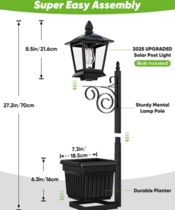 Elosung Solar Planter Light with IP65 LED Lantern - Image 7